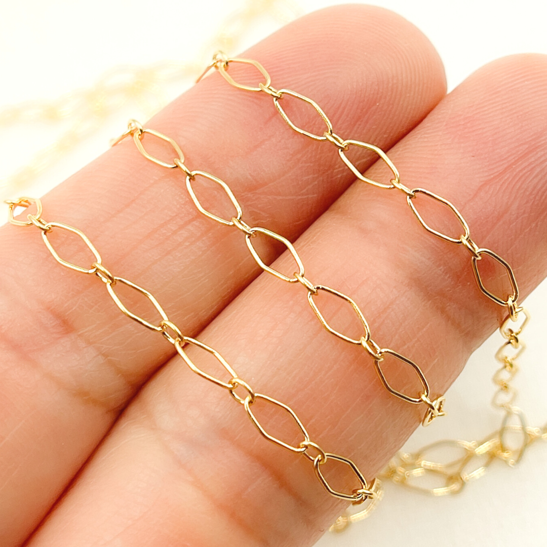 14K Yellow Gold Filled Smooth Diamond and Round Link Chain