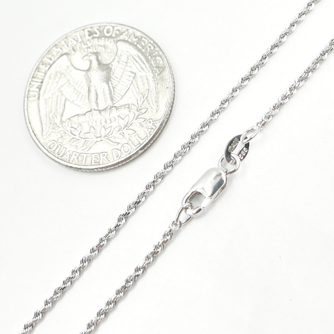 025CRDP0L8LWG. 14K Solid White Gold Rope Chain