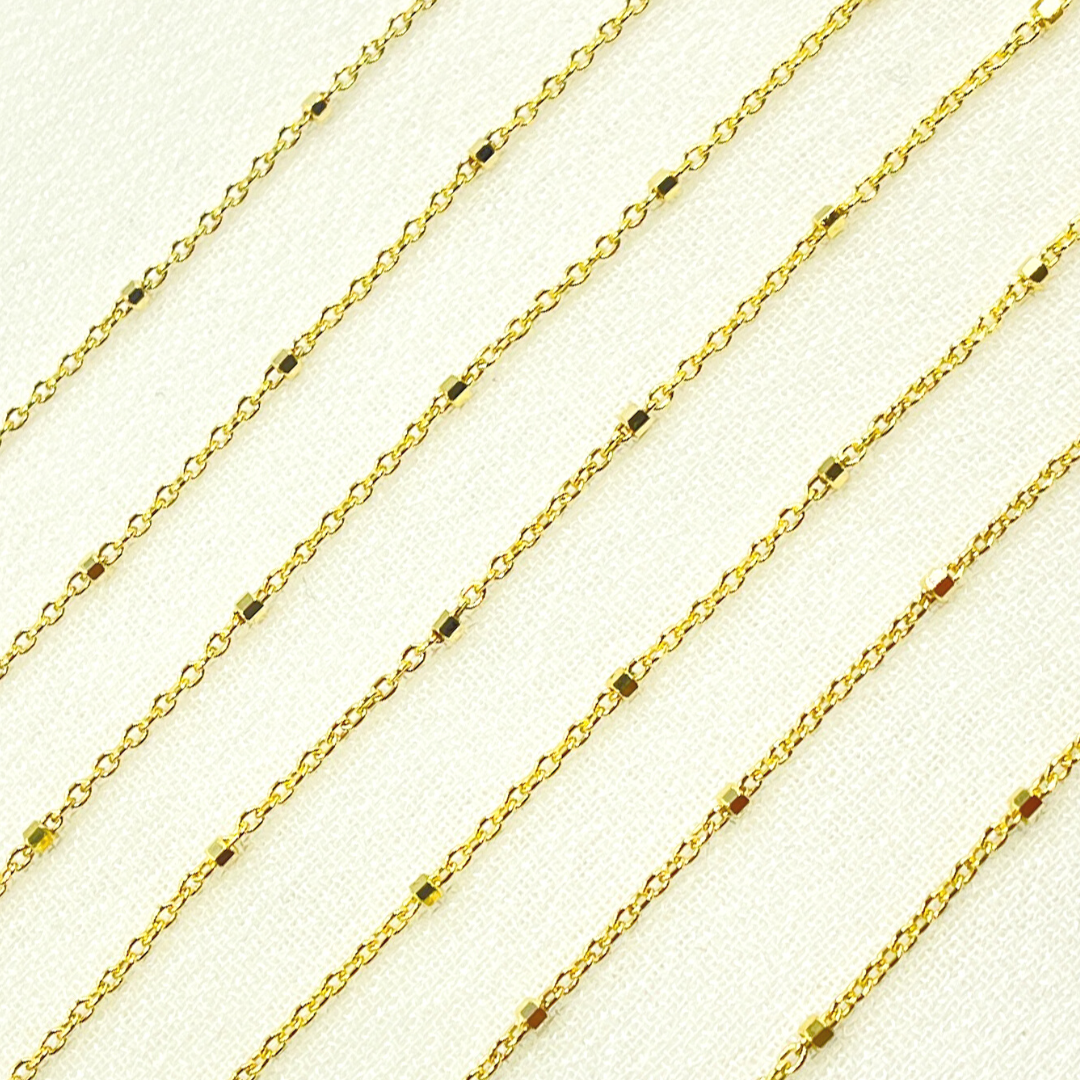 027R02S3TP0L8LbyFt. 14K Solid Yellow Gold Cube Satellite Chain by Foot