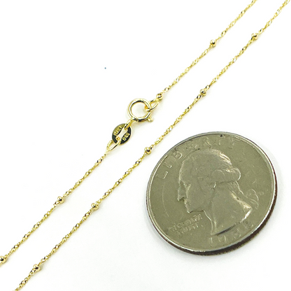 14K Solid Gold Wheat Satellite Chain