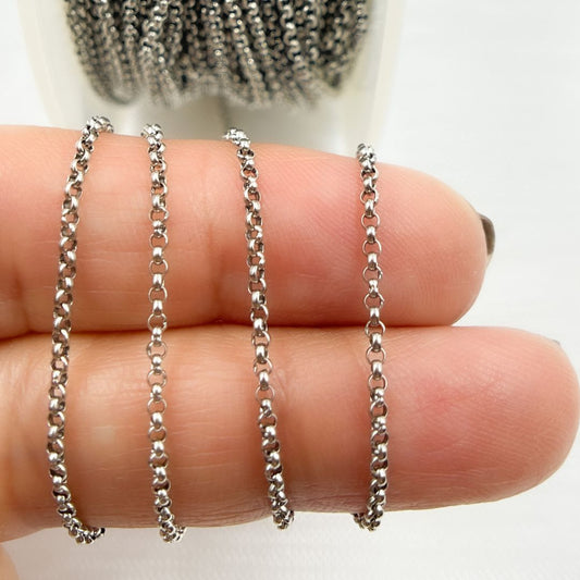 Oxidized Sterling Silver Rolo Chain