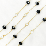 Load image into Gallery viewer, Black Spinel Rondel Shape &amp; White Topaz Gold Plated Connected Wire Chain. BSP28
