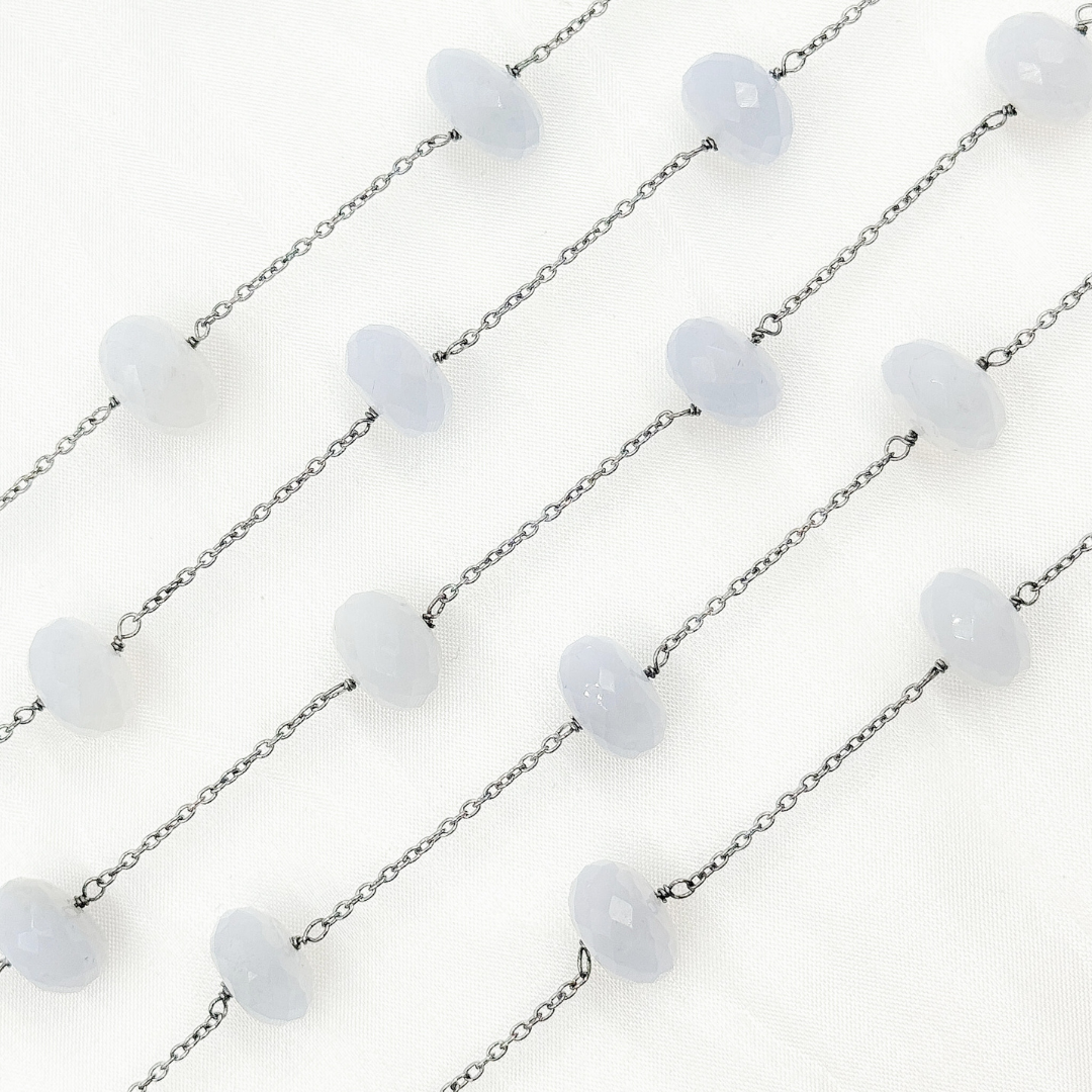 Natural Chalcedony Oxidized Wire Chain. PCL5