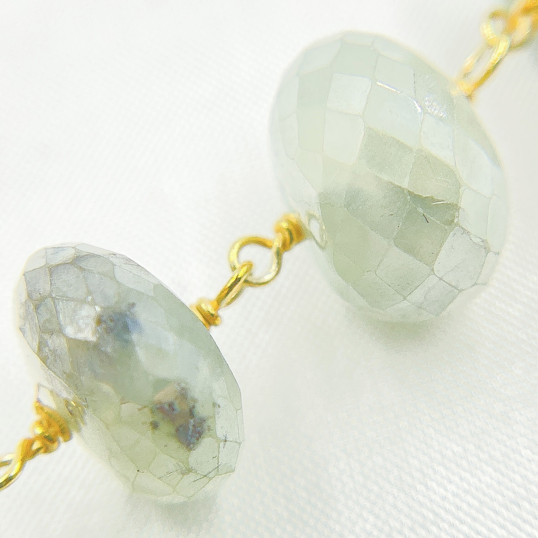 Coated Prehnite Gold Plated Wire Chain.