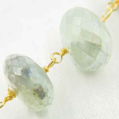 Coated Prehnite Gold Plated Wire Chain.