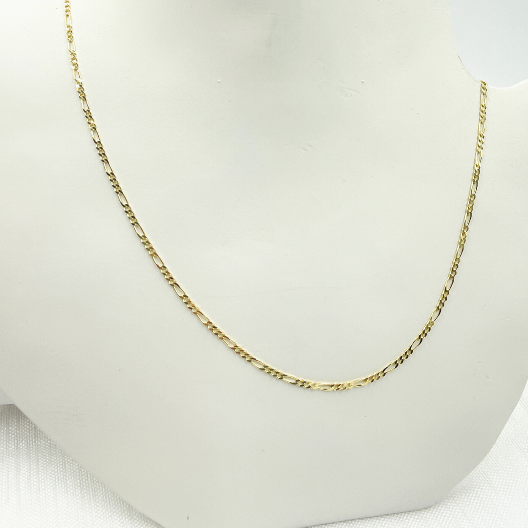 040GA3BGT2A8L001. 14K Solid Gold Flat Figaro Chain