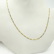 14K Solid Gold Flat Figaro Chain