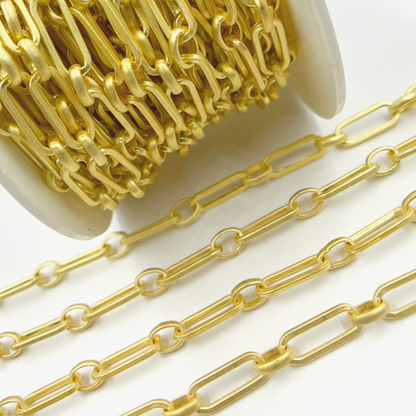 Gold Plated Matt Sterling Silver Long & Short Link Chain