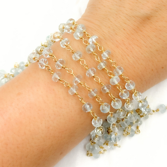 Aquamarine Gold Plated Wire Chain