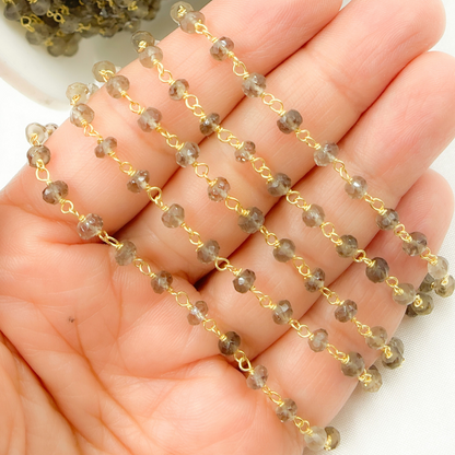Smoky Quartz Gold Plated Wire Chain.