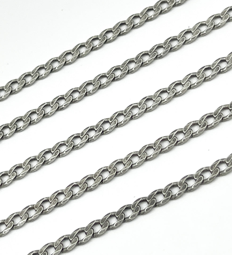 Oxidized 925 Sterling Silver Curb Link Chain. X12OX