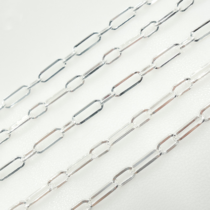 925 Sterling Silver Flat Paperclip Link Chain.