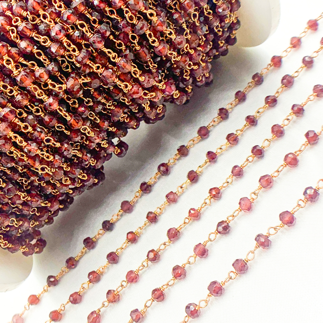Garnet Rose Gold Plated Wire Chain
