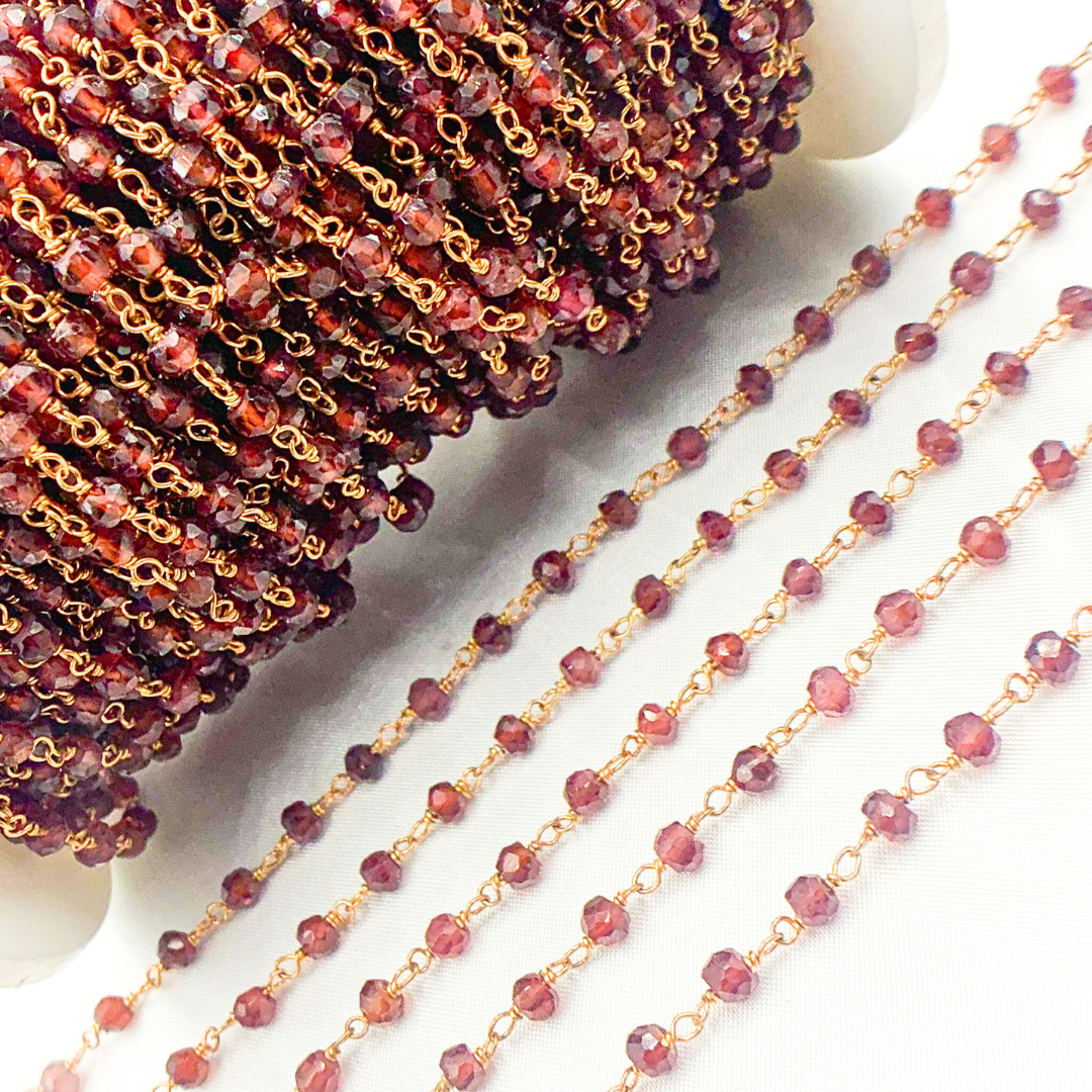 Garnet Rose Gold Plated Wire Chain. GAR15