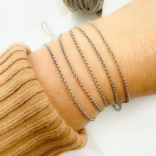 Oxidized Sterling Silver Rolo Chain