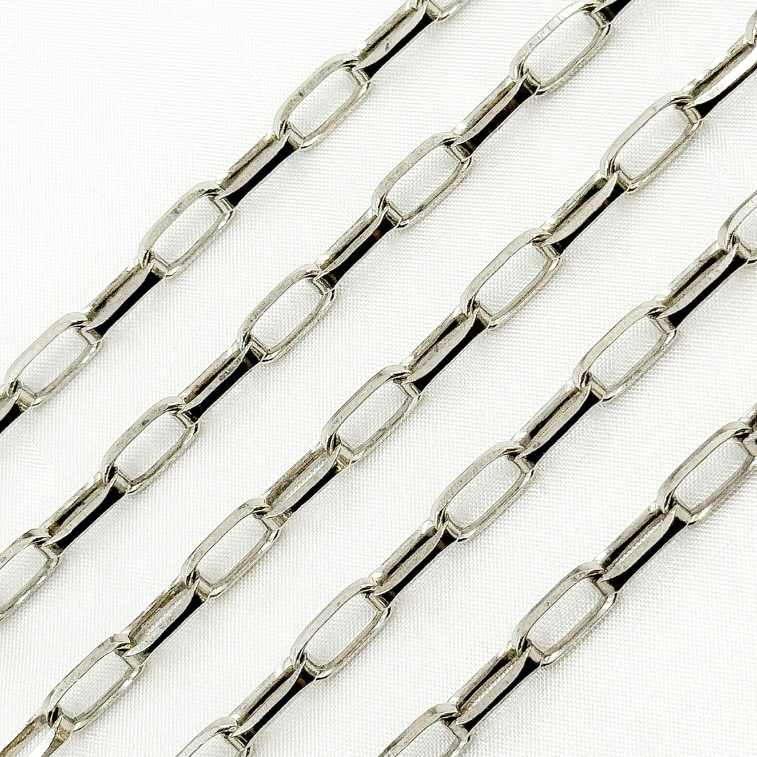 Oxidized 925 Sterling Silver Diamond Cut Paperclip Chain. Y55OX