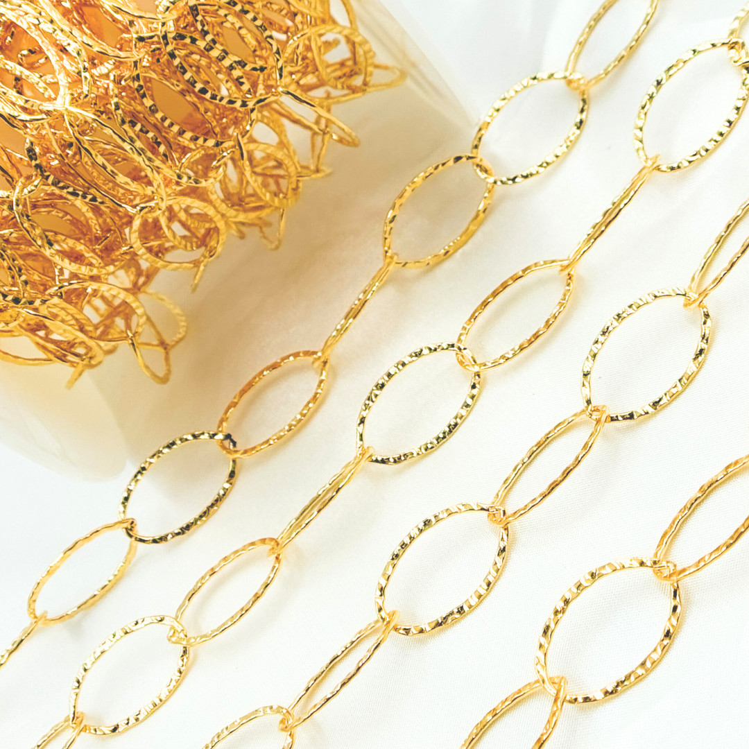 14k Gold Filled Hammered Oval Link Chain.  674KGF