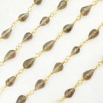 Load image into Gallery viewer, Smoky Quartz Tear Drop Shape Gold Plated Wire Chain. SMQ12
