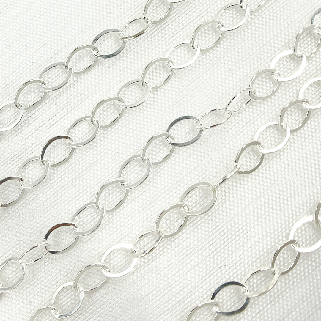 V189FSS. Sterling Silver Flat Oval Link Chain