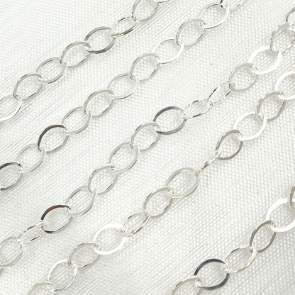 V189FSS. Sterling Silver Flat Oval Link Chain