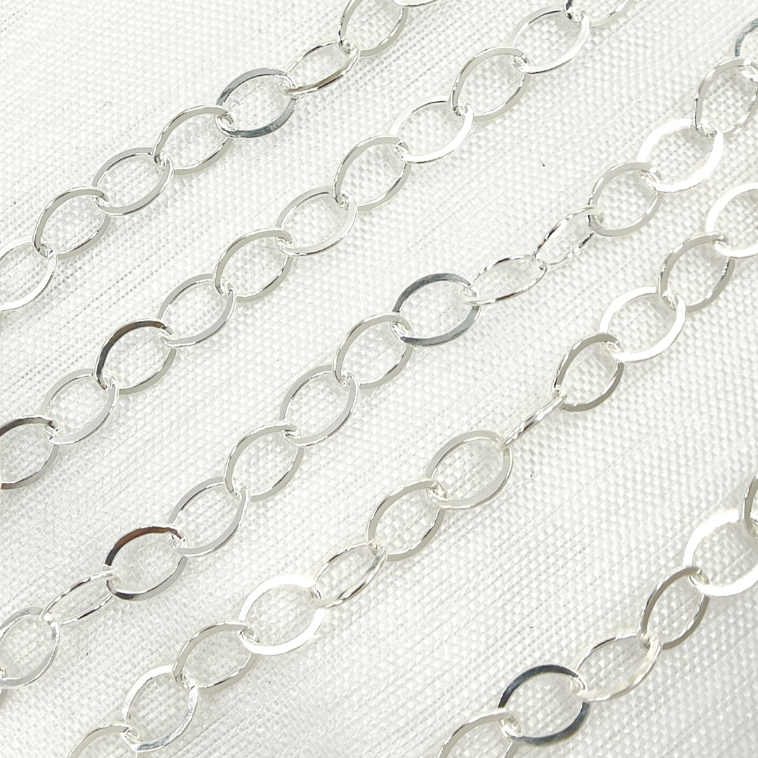 925 Sterling Silver Flat Oval Link Chain. V189FSS