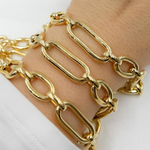 Load image into Gallery viewer, Gold Plated 925 Sterling Silver Smooth Long &amp; Short Links Chain. 539MTGP
