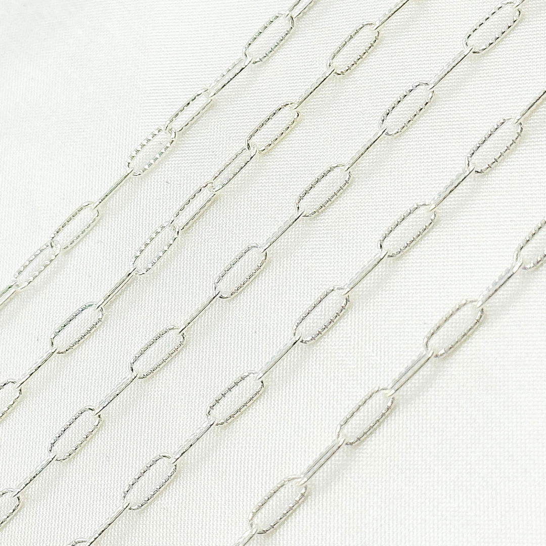 925 Sterling Silver Hammered Paperclip Link Chain. 2505LSS