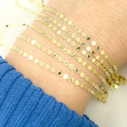14K Solid Yellow Gold Mirror Marina Link Chain