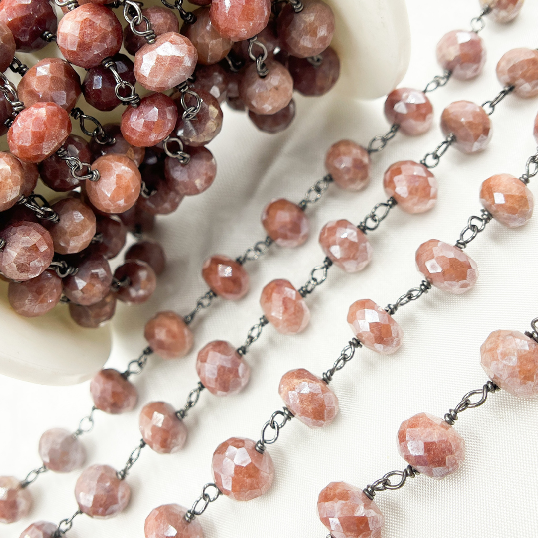 Coated Peach Quartz Oxidized Wire Chain.