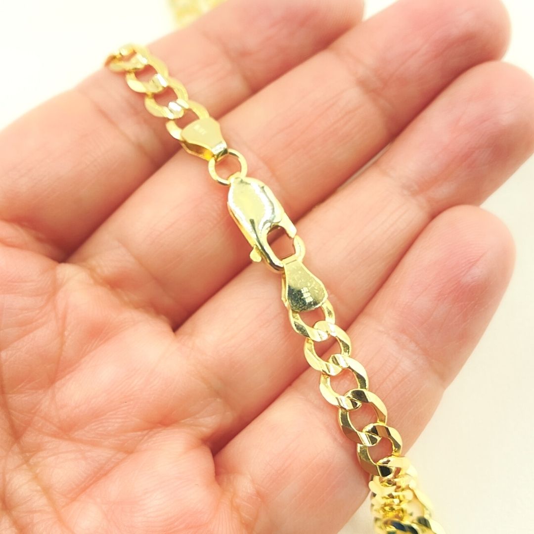 120R13FG1T2A9L001. 14K Solid Yellow Gold Miami Flat Curb Chain