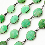 Load image into Gallery viewer, Chrysoprase Round Shape Bezel Oxidized Wire Chain. CHR29
