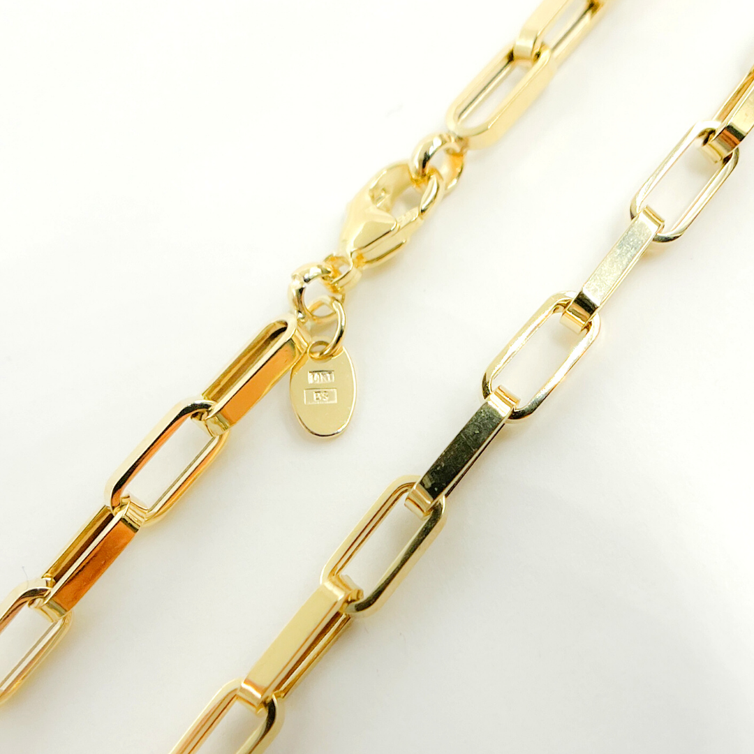 14K22. 14K Solid Gold Flat Box Link Chain