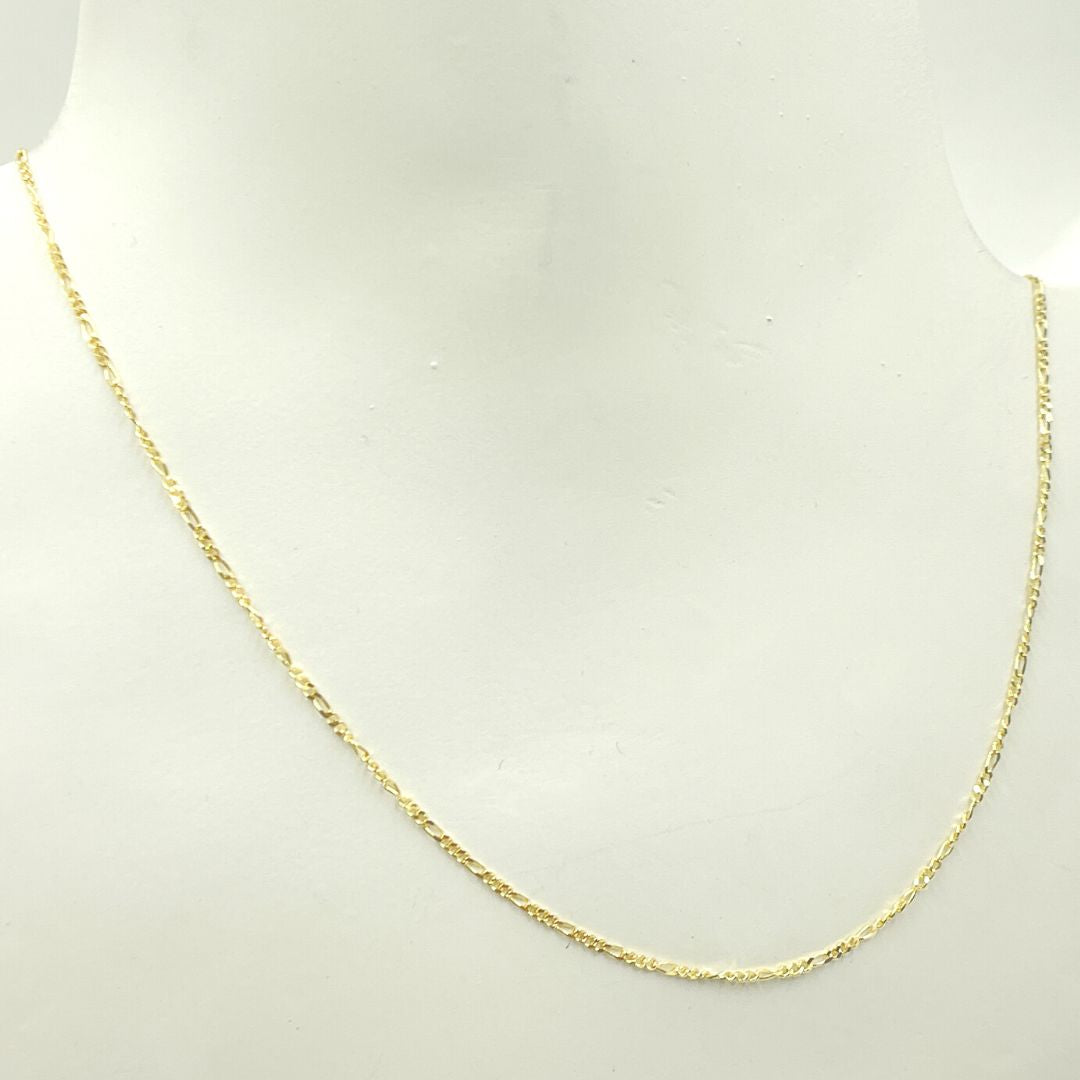 14K Solid Gold Flat Figaro Link Chain