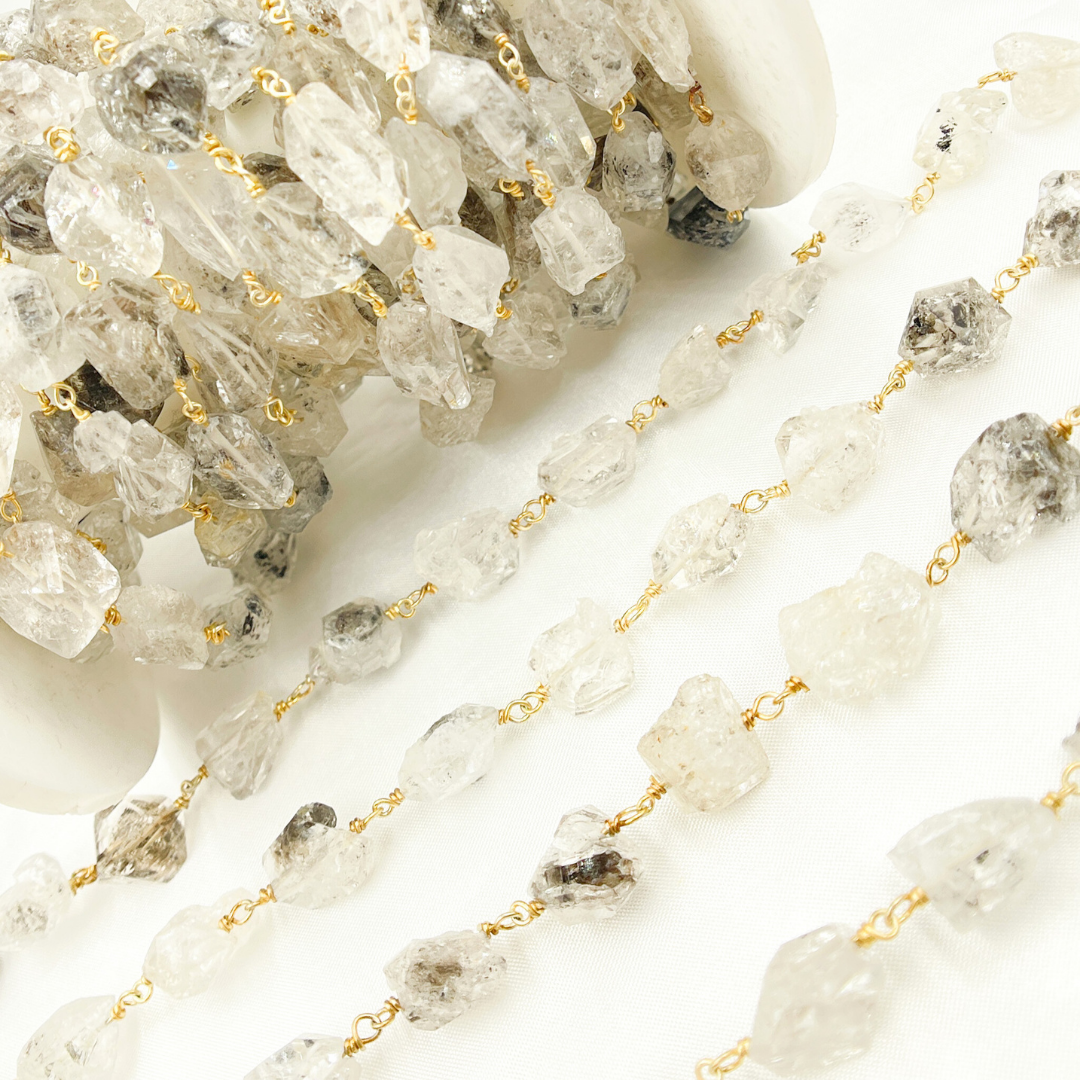 Diamond Quartz Gold Plated Wire Chain.