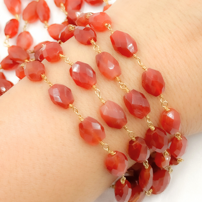 Carnelian Oval Gold Plated Wire Chain