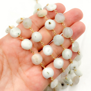 Solar Quartz Coin Shape Gold Plated Wire Chain