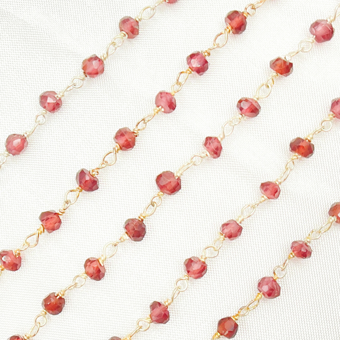 Garnet 925 Sterling Silver Wire Chain. GAR19