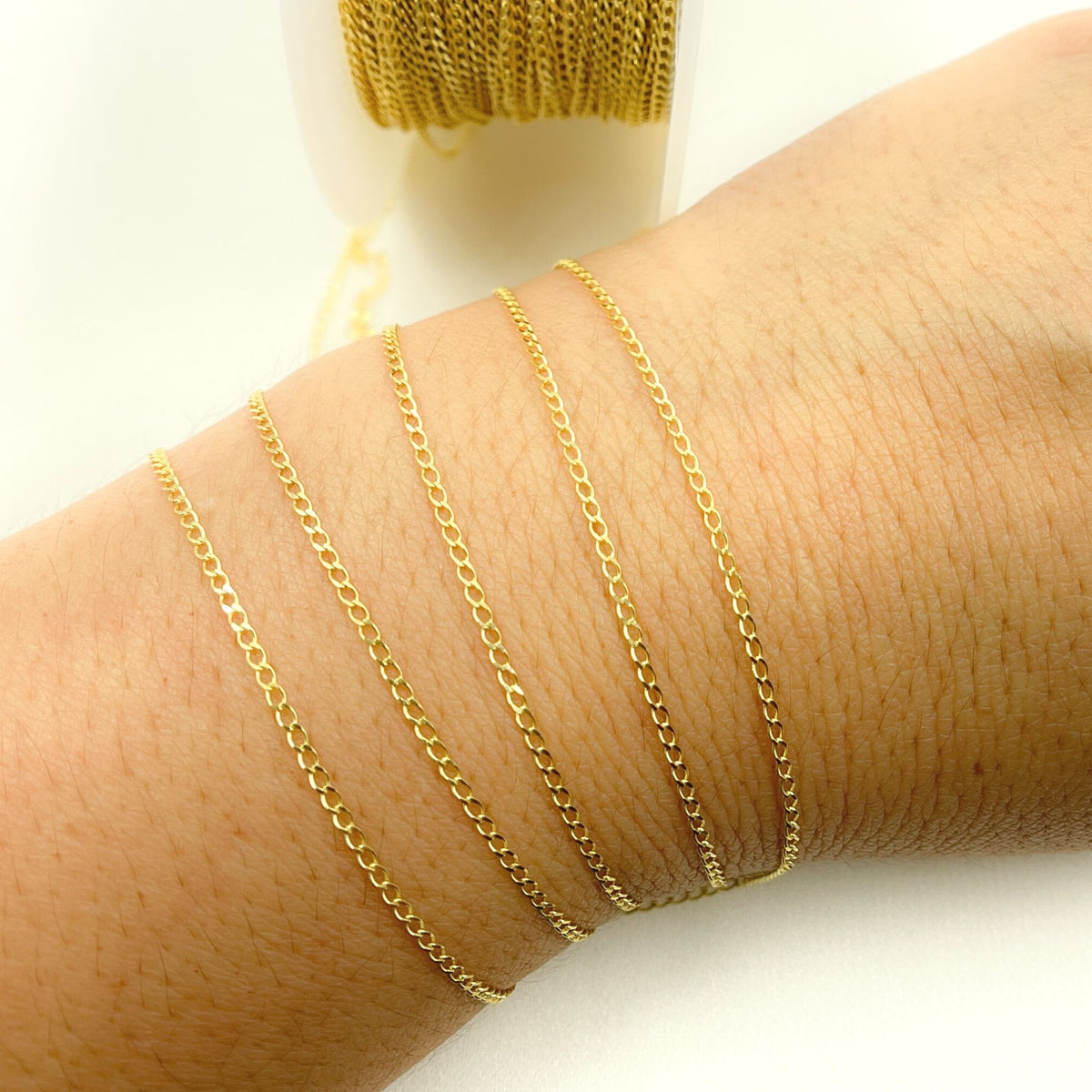 14K Solid Yellow Gold Curb Link Chain