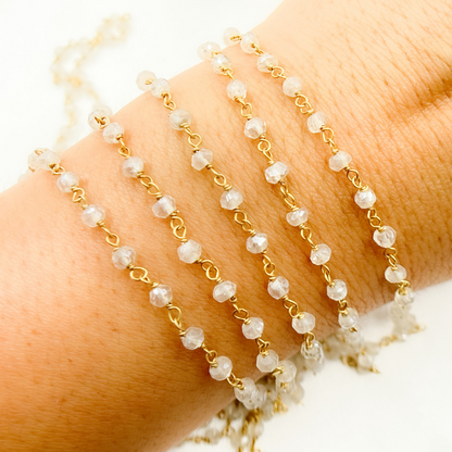 Coated White Topaz Gold Plated Wire Chain