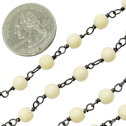 Resin Round Shape Oxidized 925 Sterling Silver Wire Chain.
