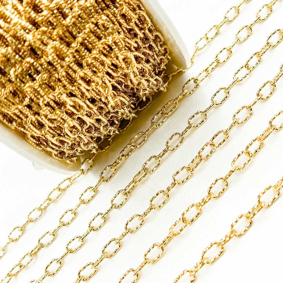 Gold Plated 925 Sterling Silver Diamond Cut Cable Link Chain. V151DCGP