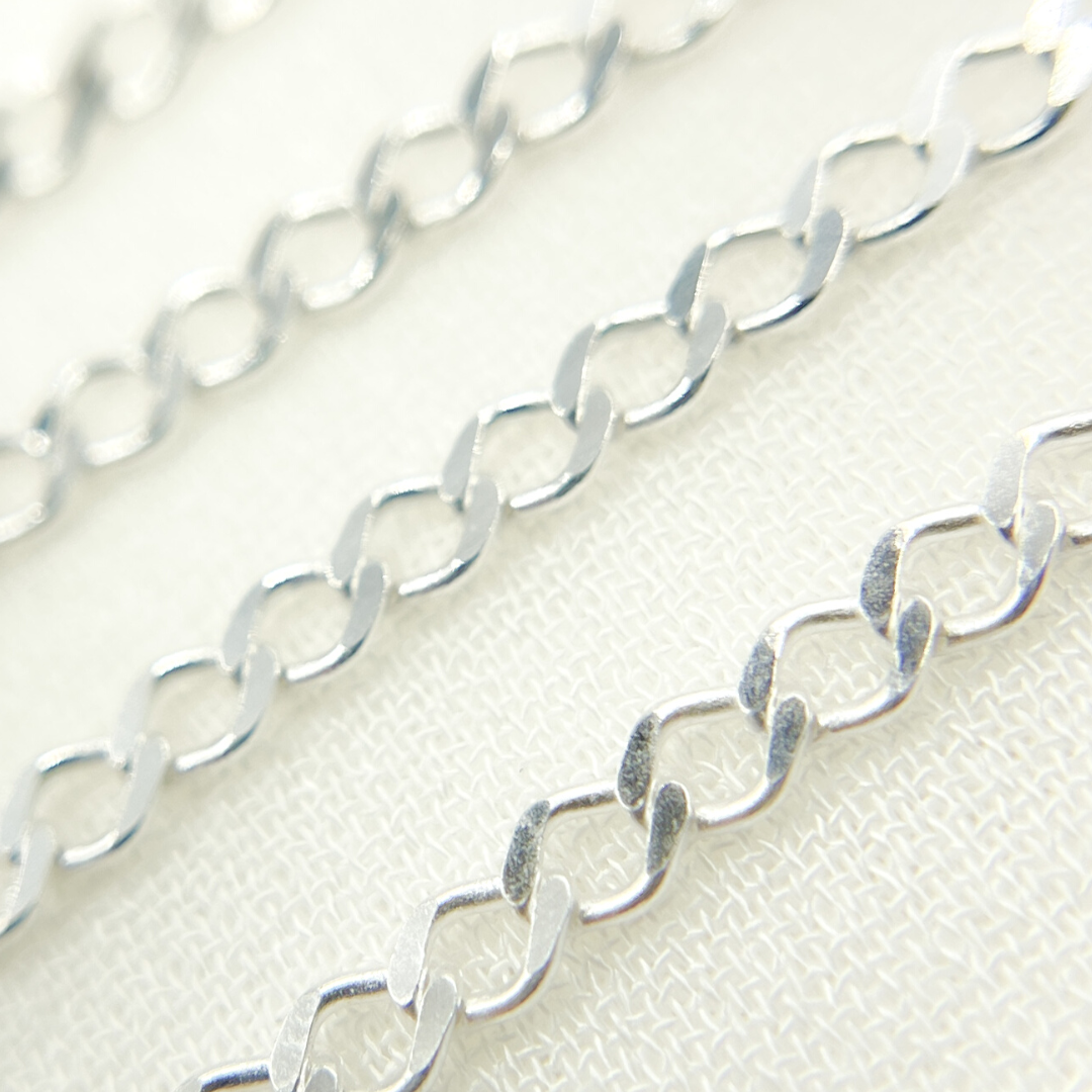Z87SS. Sterling Silver Miami Flat Curb Link Chain