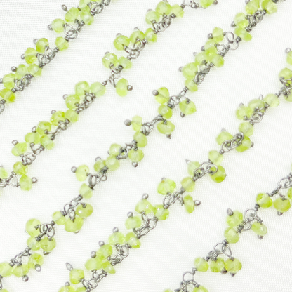 Peridot Cluster Dangle 3.5mm Oxidized Wire Chain.