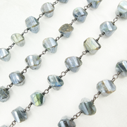 Coated Labradorite Nugget Shape Oxidized Wire Chain