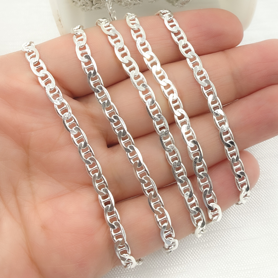 925 Sterling Silver Flat Marina Link Chain. Y66SS