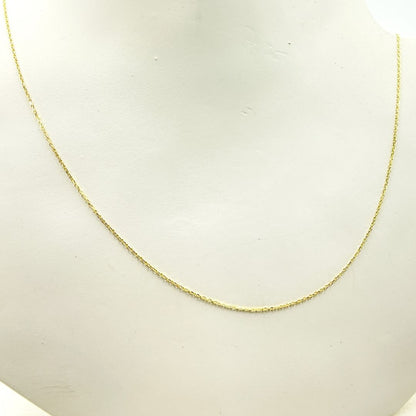 14K Solid Yellow Gold Diamond Cut Cable Link Chain