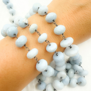 Blue Opal Rondel Faceted Oxidized Wire Chain