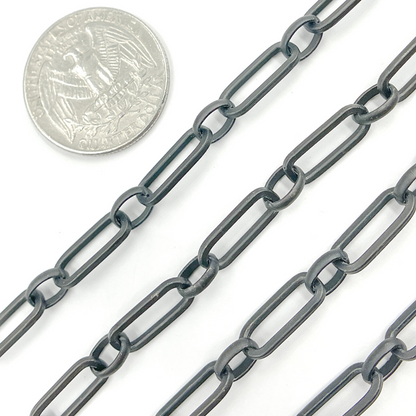 Black Rhodium Matt Sterling Silver Paperclip Chain