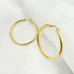 Load image into Gallery viewer, 14K Solid Gold Hollow Smooth Hoop