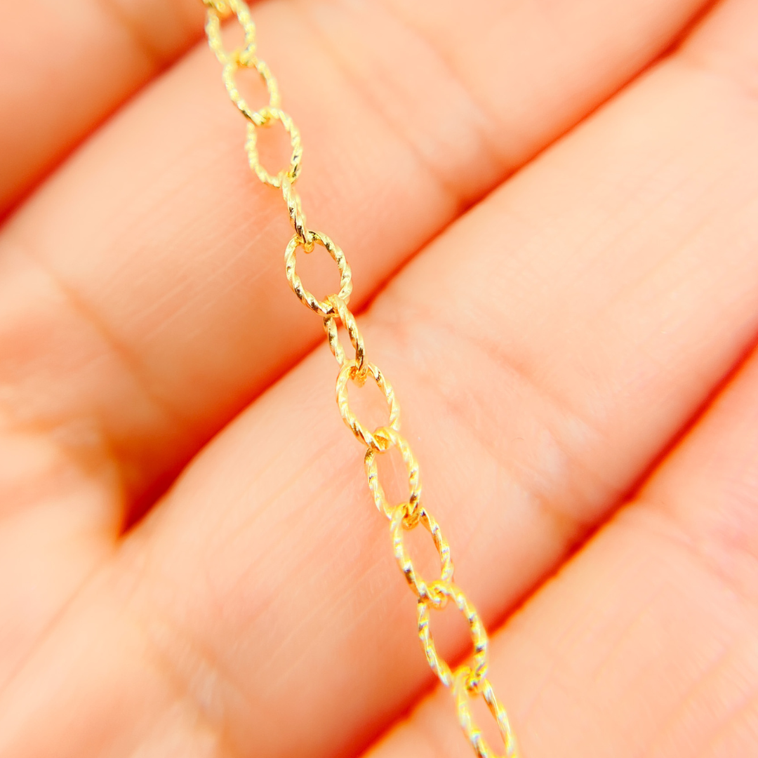 14K Solid Gold Hammered Cable Necklace.